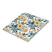 フローラ花(4.25 x 4.25)青黄色い花 タイル (側面)