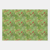 フローラ芸術的タイル緑草赤ケシ  ラッピングペーパーシート (正面2)