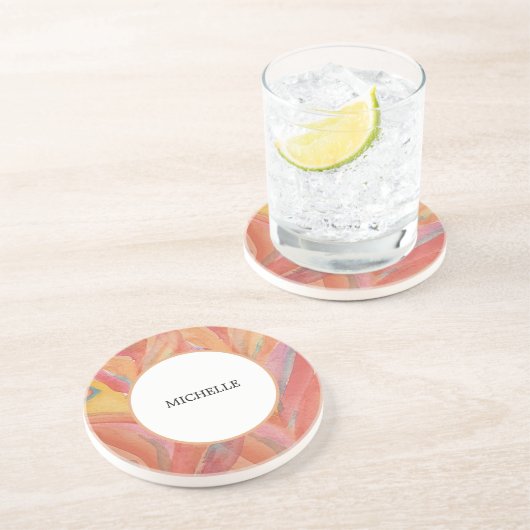 フローラ芸術的フェザーパステルウォーターカラー コースター (側面)