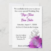 フローラ芸術的ボホウォーター色パープル結婚ズ 招待状 (正面)