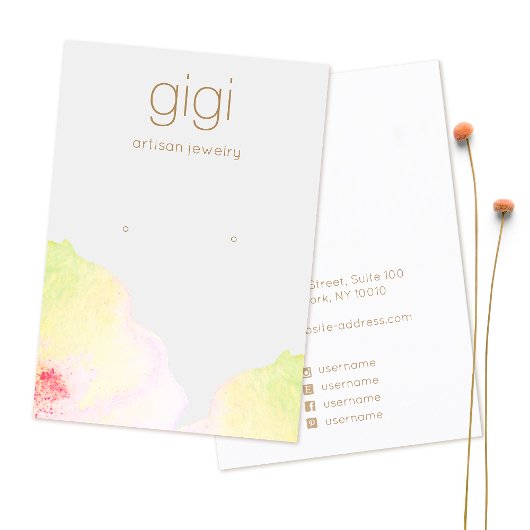 フローラ芸術的水彩耳飾り表示ホルダー 名刺