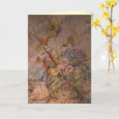 フローラ芸術的静止付き誕生日カード カード (黄色い花)