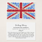 フローラ英国国旗の追悼式祈りの言葉カード (正面&裏面)