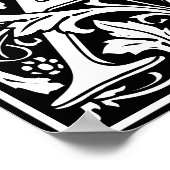 フローラ英字モノグラム文字A ポスター (角)