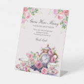 フローラ茶のパーティー赤ちゃんシャワーの数を推測 台座サイン (正面)