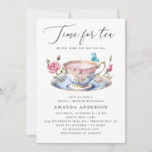 フローラ茶パーティーブライダルシャワーと蝶 招待状 (正面)