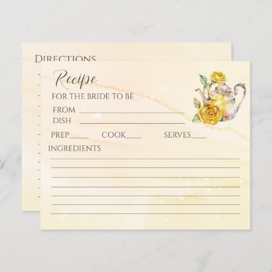 フローラ茶パーティーブライダルシャワーレシピカード (正面/裏面)