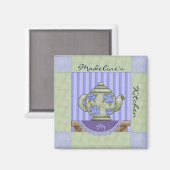 フローラ茶ポットキルトブロックマグネット マグネット (正面/裏面)