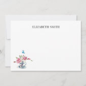 フローラ茶ヴィンテージフラワー名前をカスタムする ノートカード (正面)