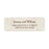 フローラ茶色のエレガントな結婚式差出人住所ラベル ラベル (正面)