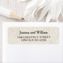 フローラ茶色のエレガントな結婚式差出人住所ラベル