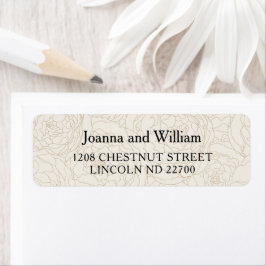 フローラ茶色のエレガントな結婚式差出人住所ラベル ラベル