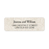 フローラ茶色のエレガントな結婚式差出人住所ラベル ラベル (正面)