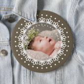 フローラ茶色の丸パーソナライズされたクラシック 缶バッジ (インサイチュ)