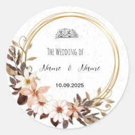 フローラ茶色の結婚式の引き出物シール ラウンドシール