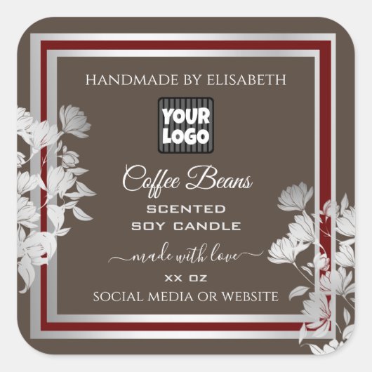 フローラ茶色の製品のパッケージラベル（ロゴ付き） スクエアシール (正面)