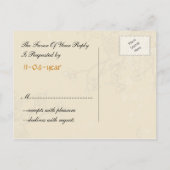 フローラ茶色の鳥ケージ、愛鳥RSVP インビテーションポストカード (裏面)