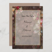 フローラ茶色結婚式招待状 招待状 (正面/裏面)