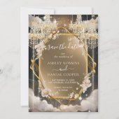 フローラ華美ゴールデンシャンデリア日付の保存 招待状 (正面)