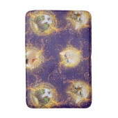 フローラ華美ダマスクかわいい子ネコ王室の紫 バスマット (正面縦)