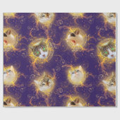 フローラ華美ダマスクかわいい子猫-パープ王室のル ラッピングペーパー (フラット)