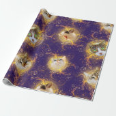 フローラ華美ダマスクかわいい子猫-パープ王室のル ラッピングペーパー (アンロールド)