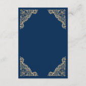 フローラ華美ブルーと金ゴールドイスラム教徒メンディ エンクロージャーカード (裏面)