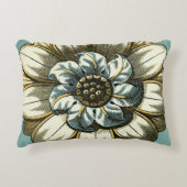 フローラ華美メダリオンライトブルー背景 アクセントクッション (正面)
