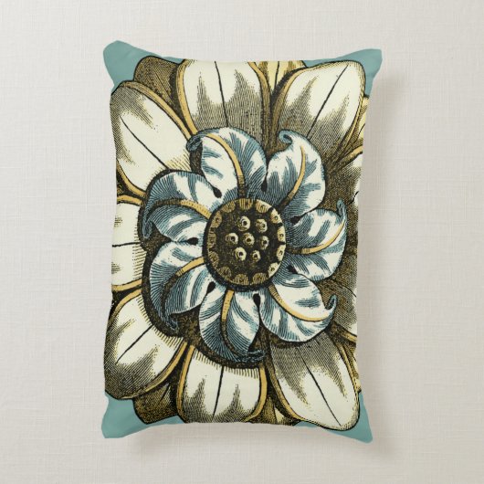 フローラ華美メダリオンライトブルー背景 アクセントクッション (裏面(縦))