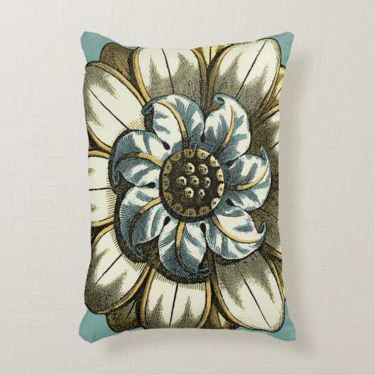 フローラ華美メダリオンライトブルー背景 アクセントクッション (正面(垂直))