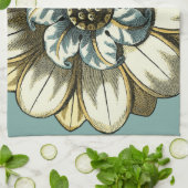 フローラ華美メダリオンライトブルー背景 キッチンタオル (折り畳み)