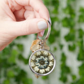 フローラ華美メダリオンライトブルー背景 キーホルダー (手)
