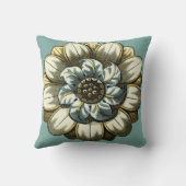 フローラ華美メダリオンライトブルー背景 クッション (裏面)