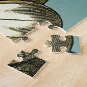 フローラ華美メダリオンライトブルー背景 ジグソーパズル (側面)