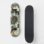 フローラ華美メダリオンライトブルー背景 スケートボード (正面)