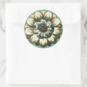 フローラ華美メダリオンライトブルー背景 ラウンドシール (バッグ)