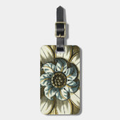 フローラ華美メダリオンライトブルー背景 ラゲッジタグ (正面縦)