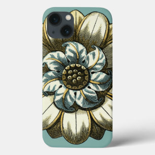フローラ華美メダリオン(淡い青の背景) iPhone 13ケース