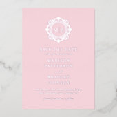 フローラ華美モノグラム写真結婚式の日付を保存 箔招待状 (正面)
