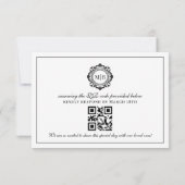 フローラ華美モノグラム白黒結婚ズ 出欠カード (裏面)