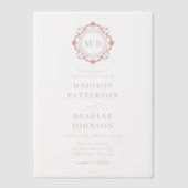 フローラ華美モノグラム結婚のエレガントVellum Invi ベラム紙招待状 (正面)