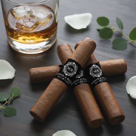 フローラ華美モノグラム結婚のシガーバンドラベル ラベル