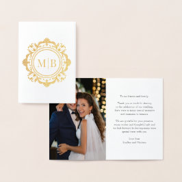 フローラ華美モノグラ結婚ムの感謝の写真 箔カード