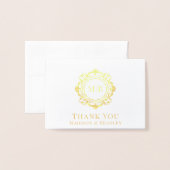 フローラ華美モノグラ結婚ムの感謝の写真 箔カード (封筒付き正面)