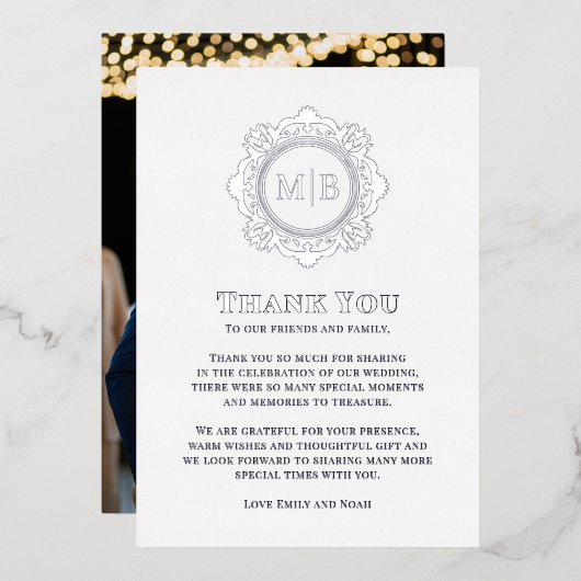 フローラ華美モノグラ結婚ムの感謝の写真 箔シーズンカード (正面/裏面)