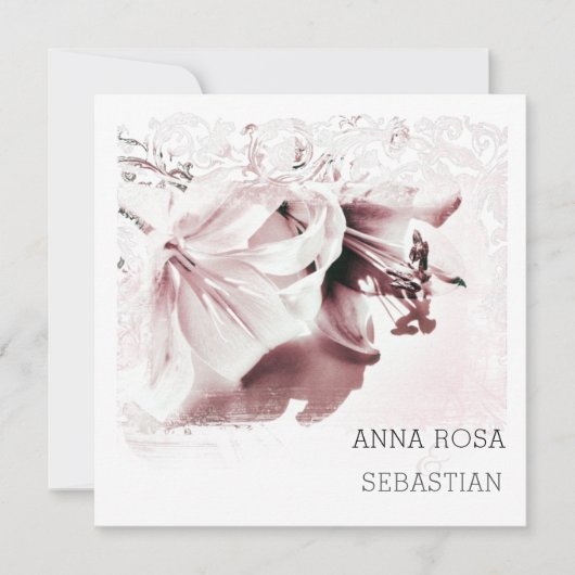 *~*フローラ華美リリーAR12 QR写真RSVP結婚's 招待状 (正面)