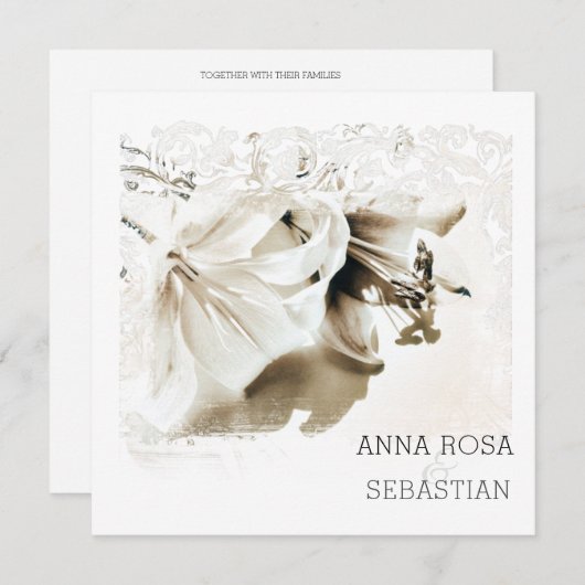 *~*フローラ華美リリーAR12 QR写真RSVP結婚's 招待状 (正面/裏面)