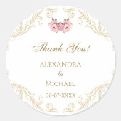 フローラ華美ヴィンテージバロック結婚の感謝 ラウンドシール (正面)