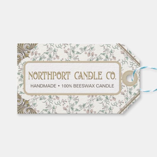フローラ華美蜜蝋キャンドルラベル ギフトタグ (正面(横))
