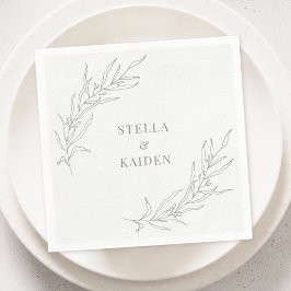 フローラ葉スケッシンプルチエレガントスケッチ スタンダードカクテルナプキン